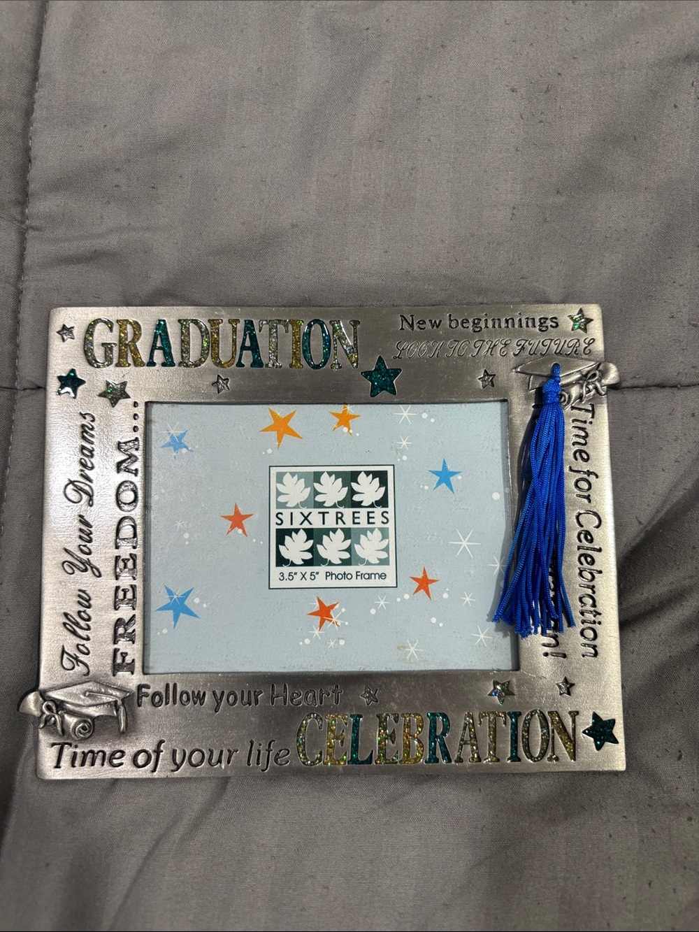 Silver 'Graduation Celebration' Photo Frame with Blue Tassel